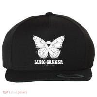 Lung Cancer Awareness Month White Ribbon Butterfly Wool Snapback Cap thumb 0