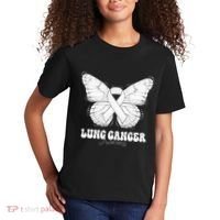 Lung Cancer Awareness Month White Ribbon Butterfly Kids T-Shirt thumb 2