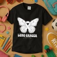 Lung Cancer Awareness Month White Ribbon Butterfly Kids T-Shirt thumb 3
