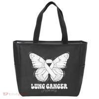 Lung Cancer Awareness Month White Ribbon Butterfly Tote Bag thumb 0