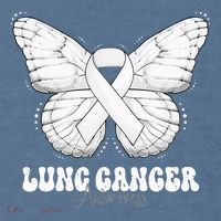 Lung Cancer Awareness Month White Ribbon Butterfly Garment-Dyed Sweatshirt thumb 2