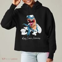 Lung Cancer Awareness Month White Ribbon Trex Ladies Heavyweight Boxy Pullover Hoodie thumb 0