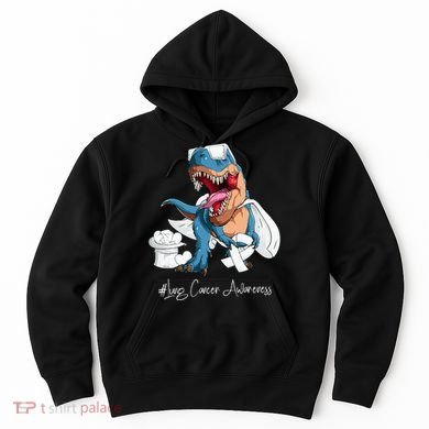 Lung Cancer Awareness Month White Ribbon Trex Hoodie