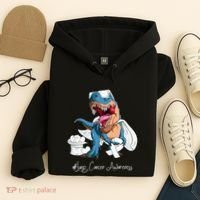 Lung Cancer Awareness Month White Ribbon Trex Hoodie thumb 4