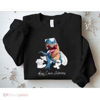 Lung Cancer Awareness Month White Ribbon Trex Sweatshirt thumb 2