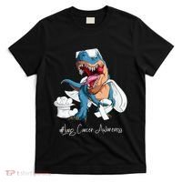 Lung Cancer Awareness Month White Ribbon Trex T-Shirt thumb 0