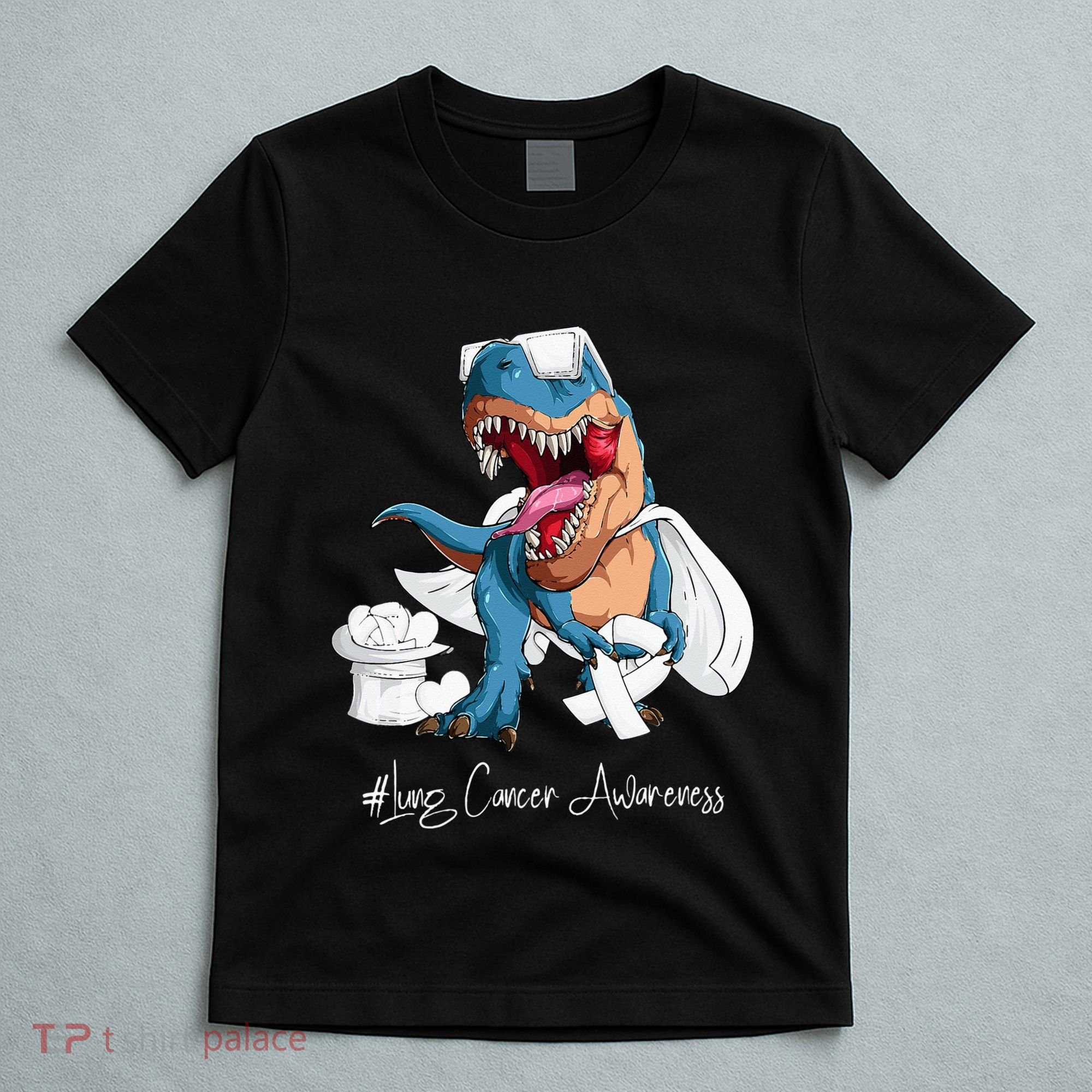 Lung Cancer Awareness Month White Ribbon Trex T-Shirt