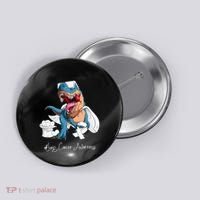 Lung Cancer Awareness Month White Ribbon Trex Button thumb 0