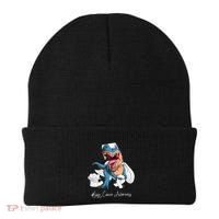 Lung Cancer Awareness Month White Ribbon Trex Beanie thumb 0