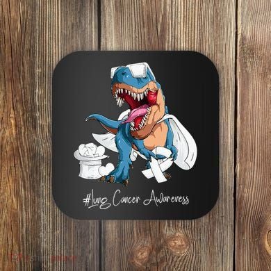 Lung Cancer Awareness Month White Ribbon Trex Coaster