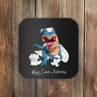 Lung Cancer Awareness Month White Ribbon Trex Coaster thumb 0