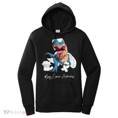 Lung Cancer Awareness Month White Ribbon Trex Women's Hoodie