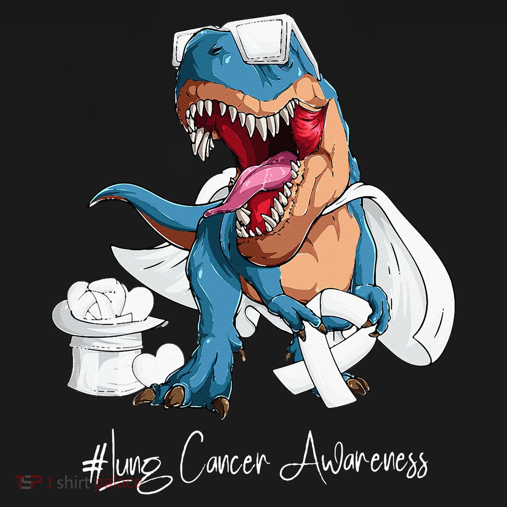 Lung Cancer Awareness Month White Ribbon Trex Women's Hoodie