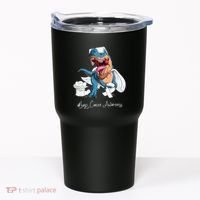 Lung Cancer Awareness Month White Ribbon Trex Tumbler thumb 0