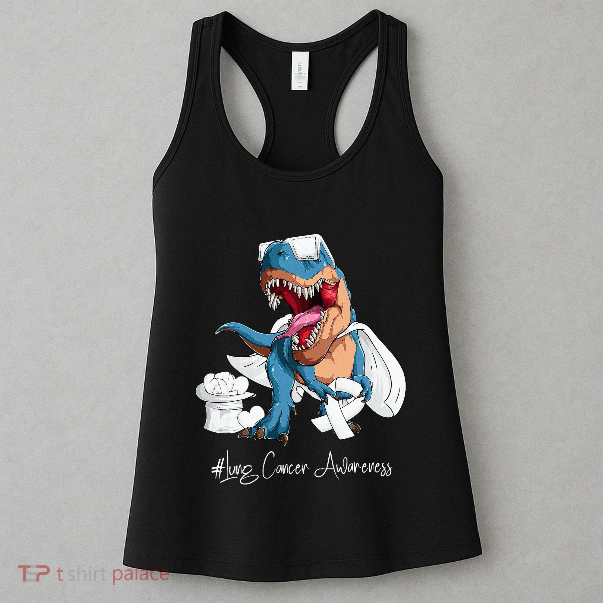 Lung Cancer Awareness Month White Ribbon Trex Women's Tank Top