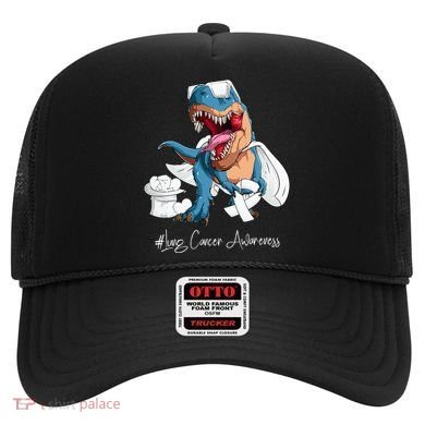 Lung Cancer Awareness Month White Ribbon Trex Hat