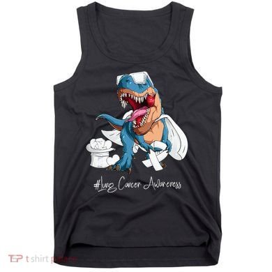 Lung Cancer Awareness Month White Ribbon Trex Tank Top