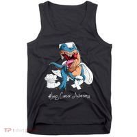 Lung Cancer Awareness Month White Ribbon Trex Tank Top thumb 0