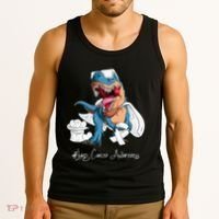 Lung Cancer Awareness Month White Ribbon Trex Tank Top thumb 3