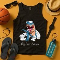 Lung Cancer Awareness Month White Ribbon Trex Tank Top thumb 4