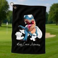 Lung Cancer Awareness Month White Ribbon Trex Golf Towel thumb 1