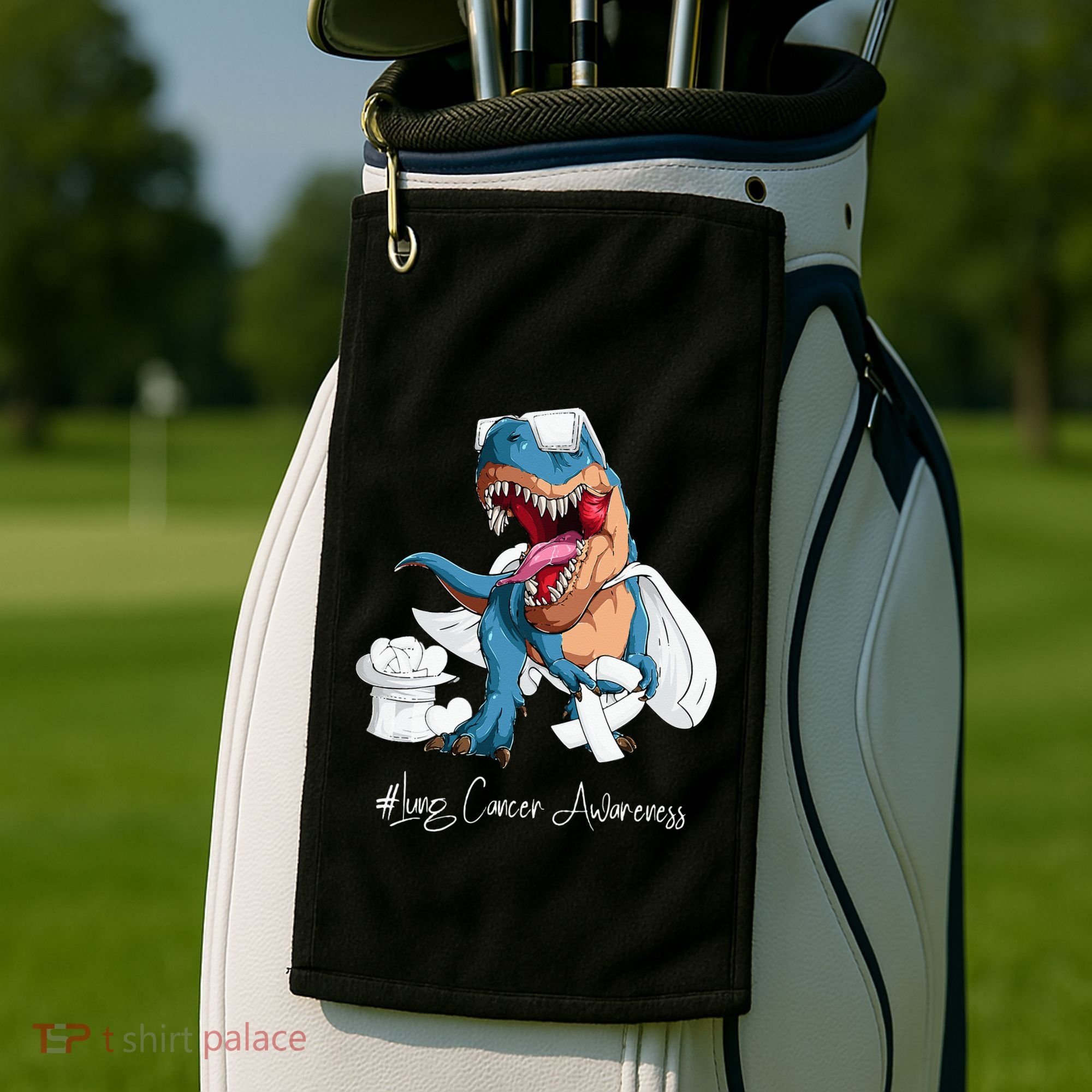 Lung Cancer Awareness Month White Ribbon Trex Golf Towel