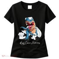 Lung Cancer Awareness Month White Ribbon Trex Women's T-Shirt thumb 0