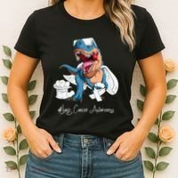Lung Cancer Awareness Month White Ribbon Trex Women's T-Shirt thumb 2