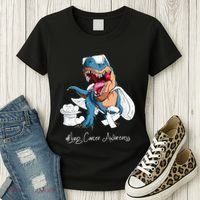 Lung Cancer Awareness Month White Ribbon Trex Women's T-Shirt thumb 3