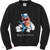 Lung Cancer Awareness Month White Ribbon Trex Kids Sweatshirt thumb 0