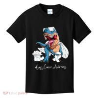 Lung Cancer Awareness Month White Ribbon Trex Kids T-Shirt thumb 0