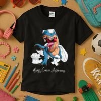 Lung Cancer Awareness Month White Ribbon Trex Kids T-Shirt thumb 3