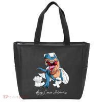 Lung Cancer Awareness Month White Ribbon Trex Tote Bag thumb 0