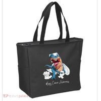 Lung Cancer Awareness Month White Ribbon Trex Tote Bag thumb 2