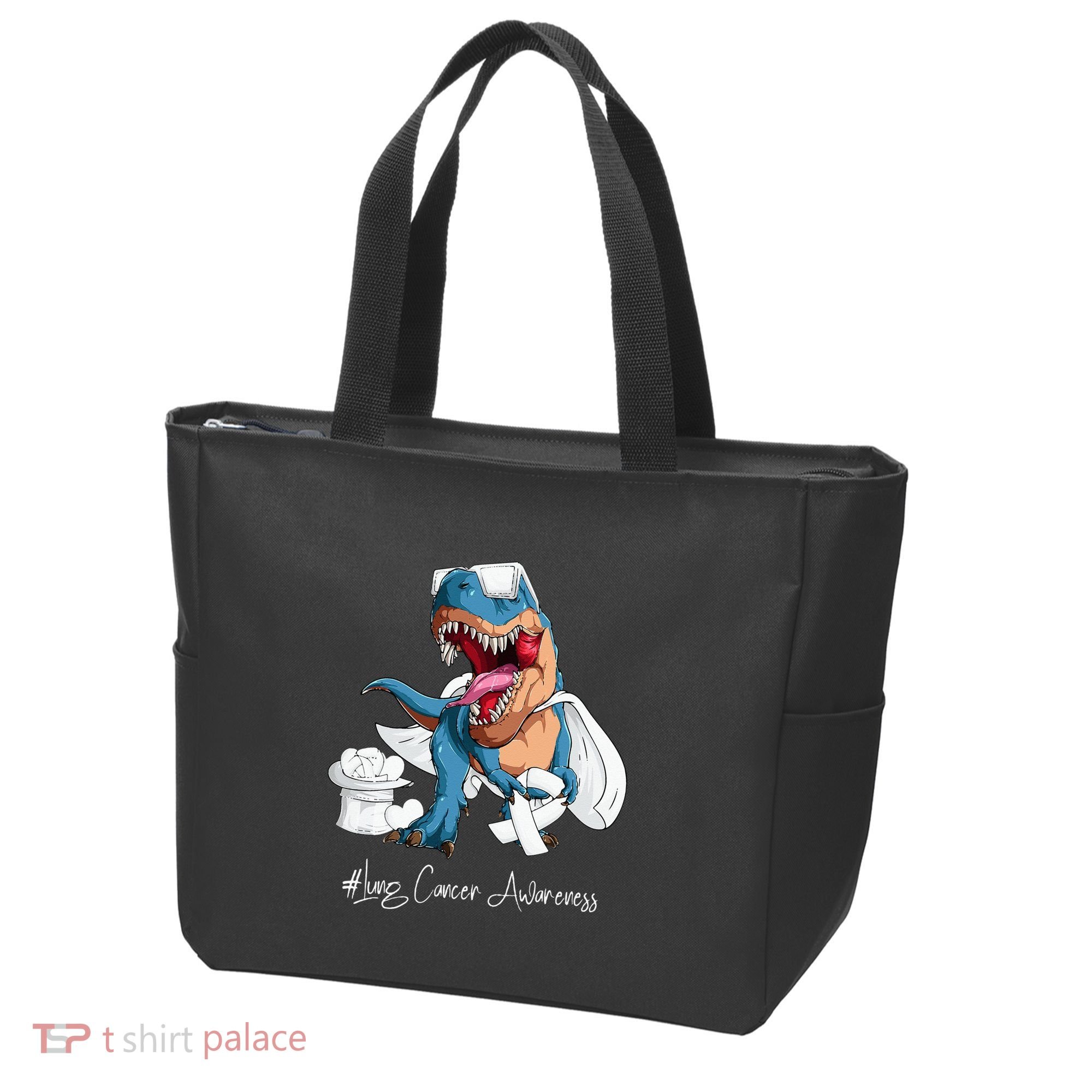 Lung Cancer Awareness Month White Ribbon Trex Tote Bag