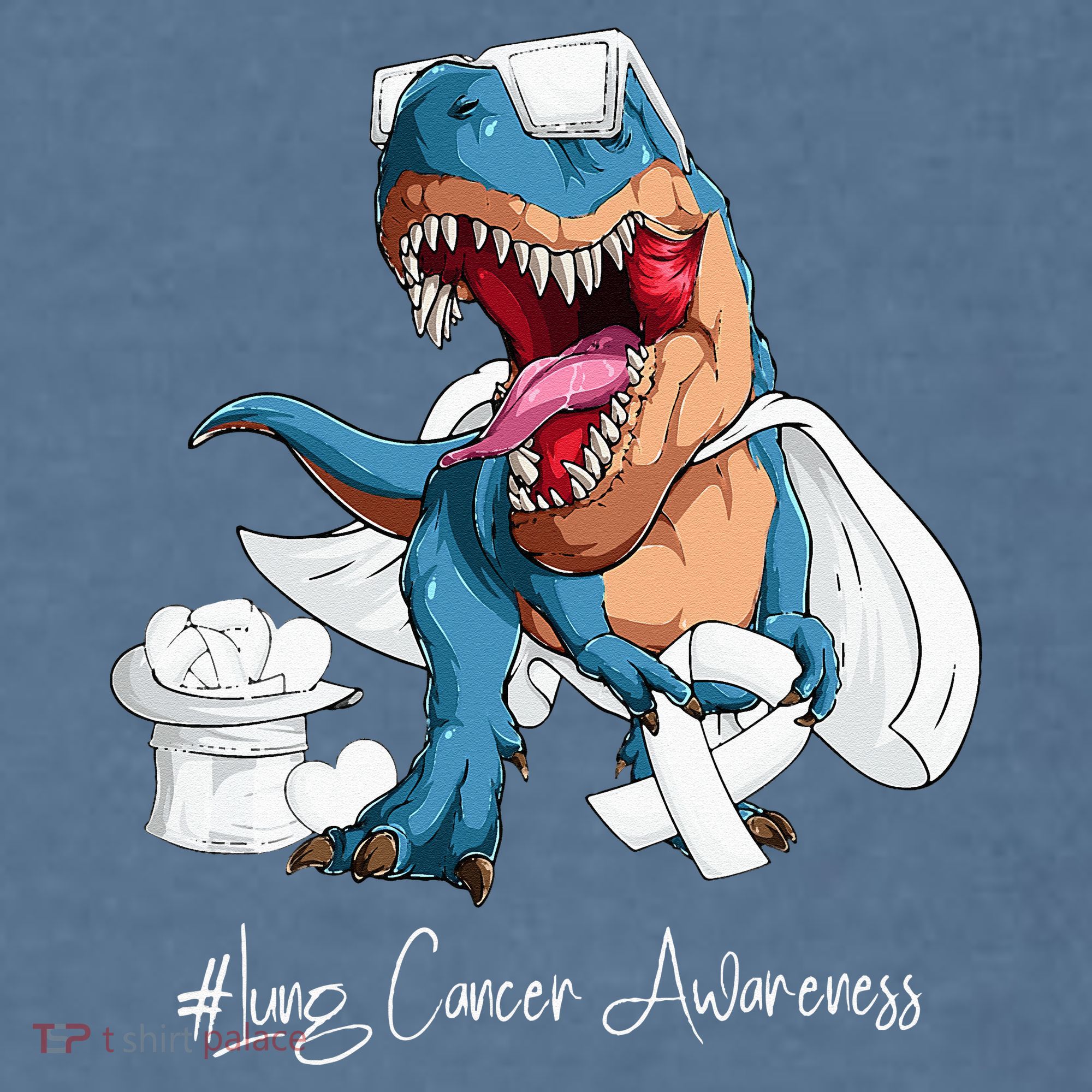 Lung Cancer Awareness Month White Ribbon Trex Garment-Dyed Sweatshirt
