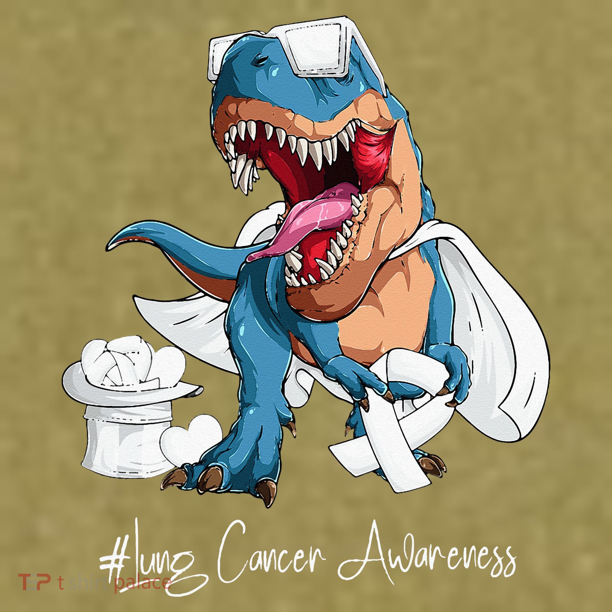 Lung Cancer Awareness Month White Ribbon Trex Garment-Dyed Women's Muscle Tee