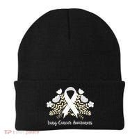 Lung Cancer Awareness Ribbon Lung Cancer Beanie thumb 0