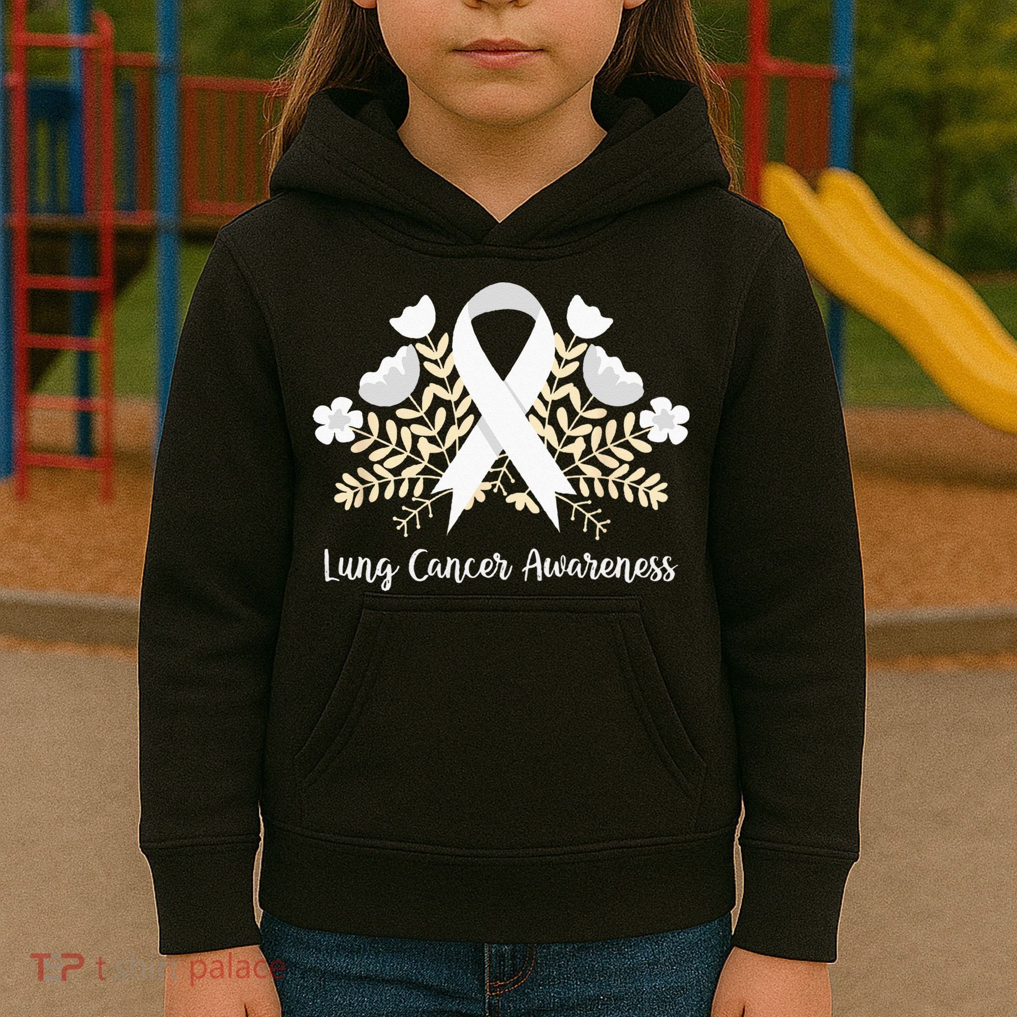Lung Cancer Awareness Ribbon Lung Cancer Kids Hoodie