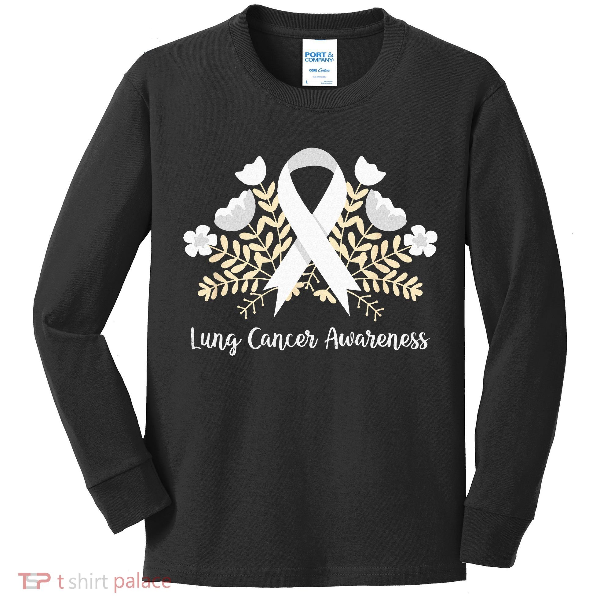 Lung Cancer Awareness Ribbon Lung Cancer Kids Long Sleeve Shirt