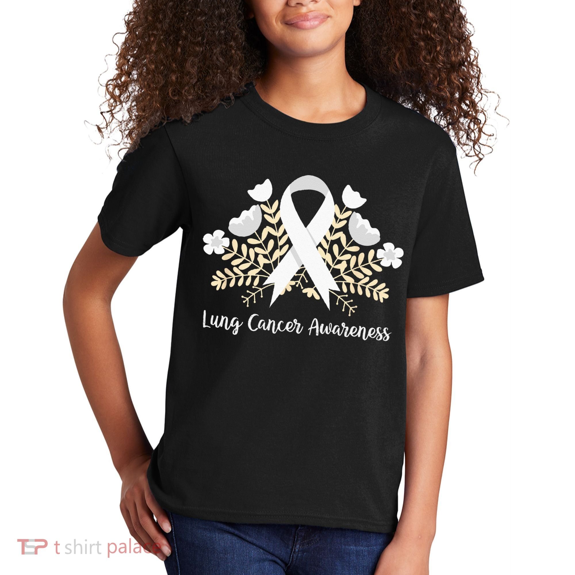 Lung Cancer Awareness Ribbon Lung Cancer Kids T-Shirt