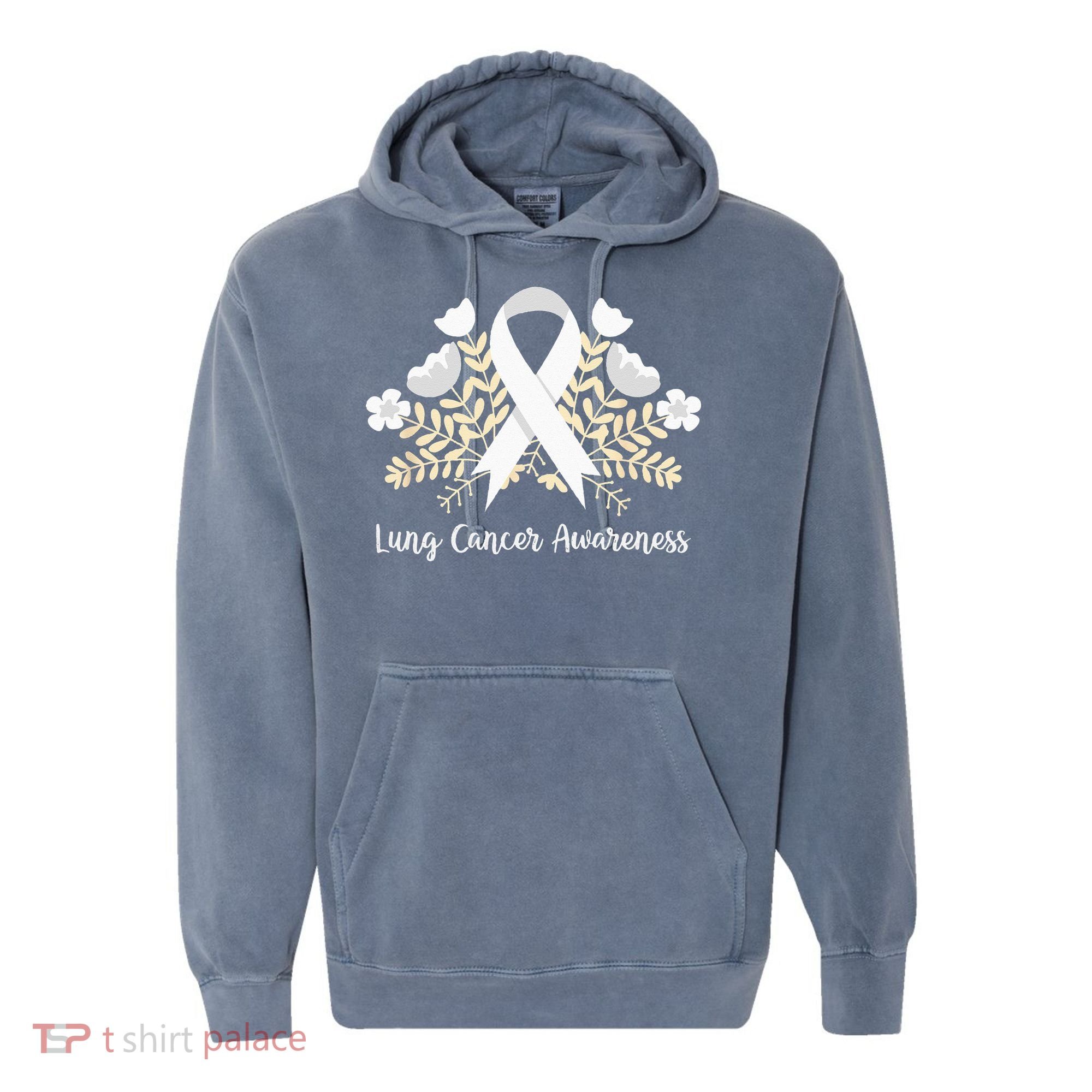 Lung Cancer Awareness Ribbon Lung Cancer Comfort Colors Garment-Dyed Hooded Sweatshirt
