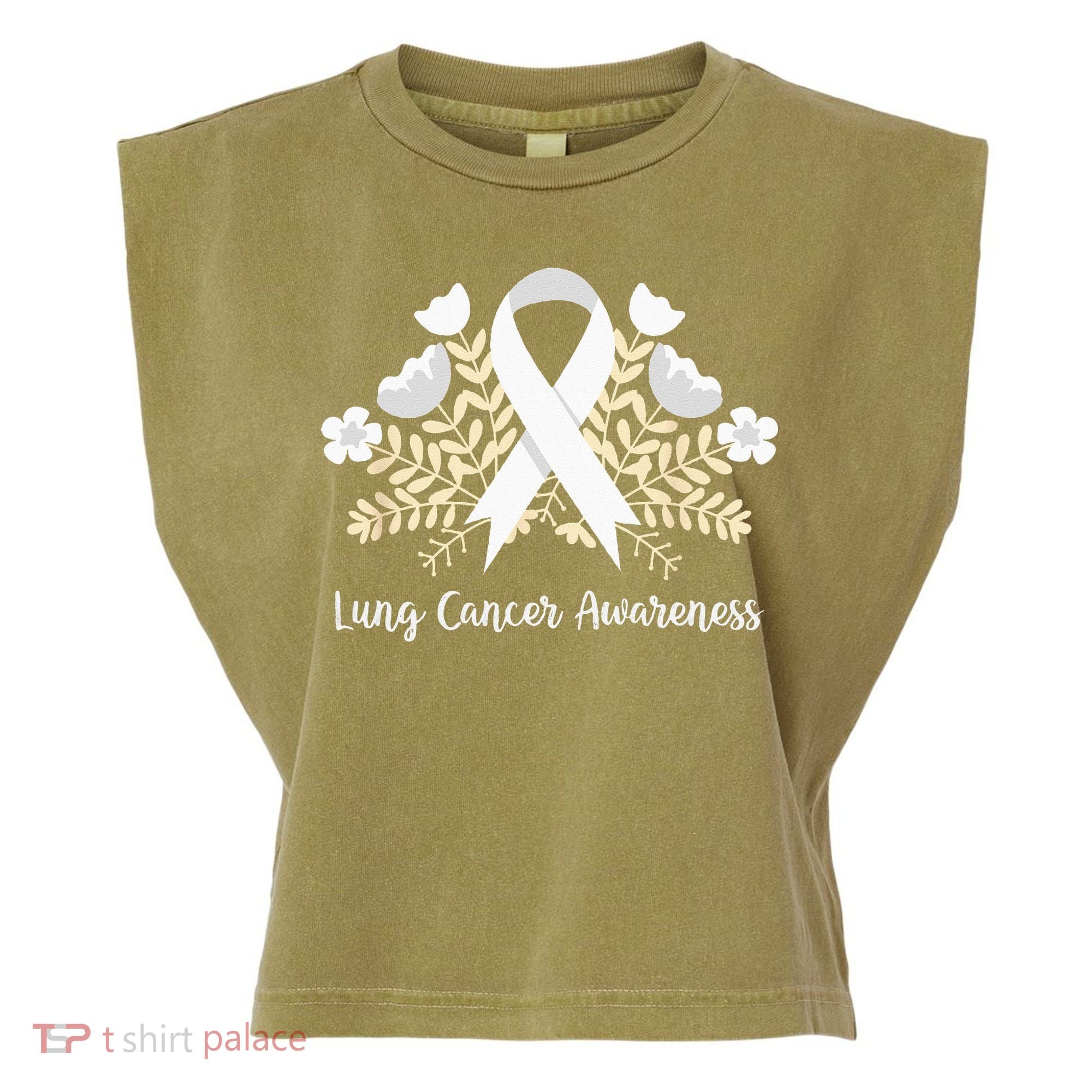 Lung Cancer Awareness Ribbon Lung Cancer Garment-Dyed Women's Muscle Tee