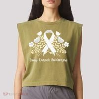Lung Cancer Awareness Ribbon Lung Cancer Garment-Dyed Women's Muscle Tee thumb 2