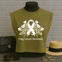 Lung Cancer Awareness Ribbon Lung Cancer Garment-Dyed Women's Muscle Tee thumb 3