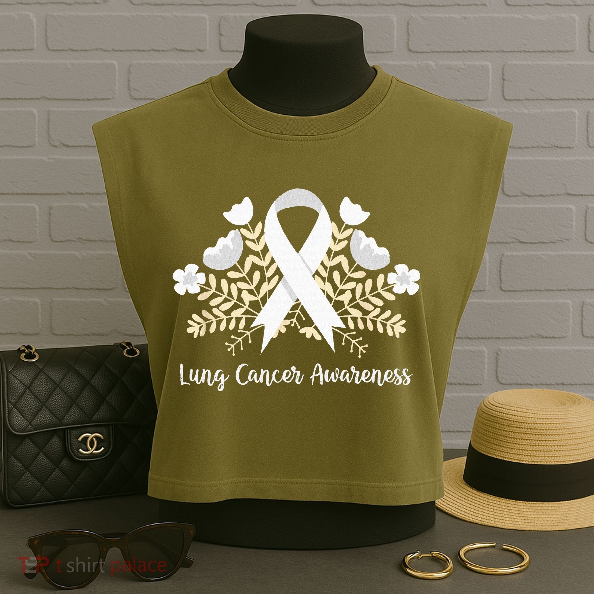 Lung Cancer Awareness Ribbon Lung Cancer Garment-Dyed Women's Muscle Tee