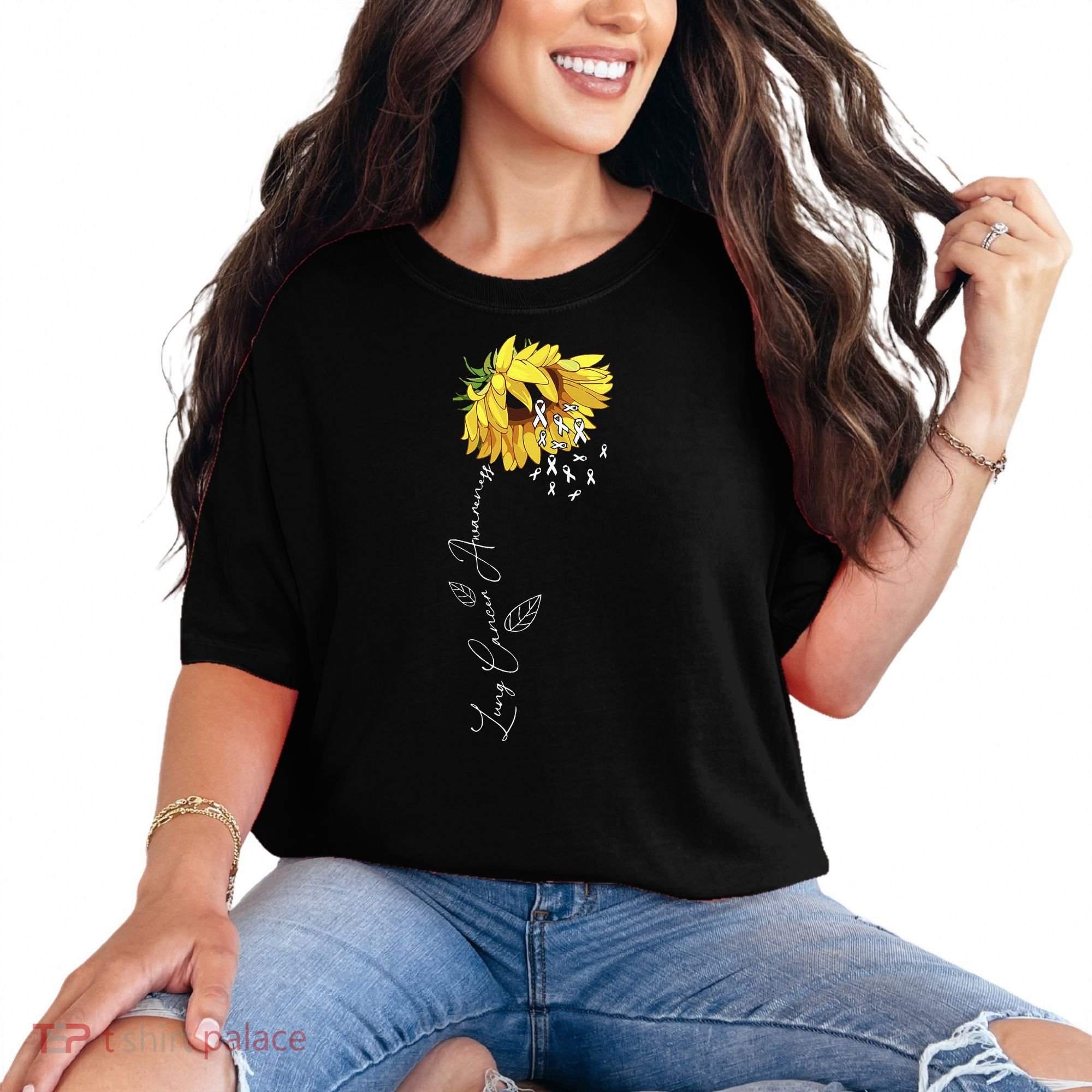 Lung Cancer Awareness Sunflower Comfort Colors T-Shirt