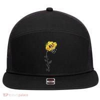Lung Cancer Awareness Sunflower 7 Panel Mesh Trucker Snapback Hat thumb 0