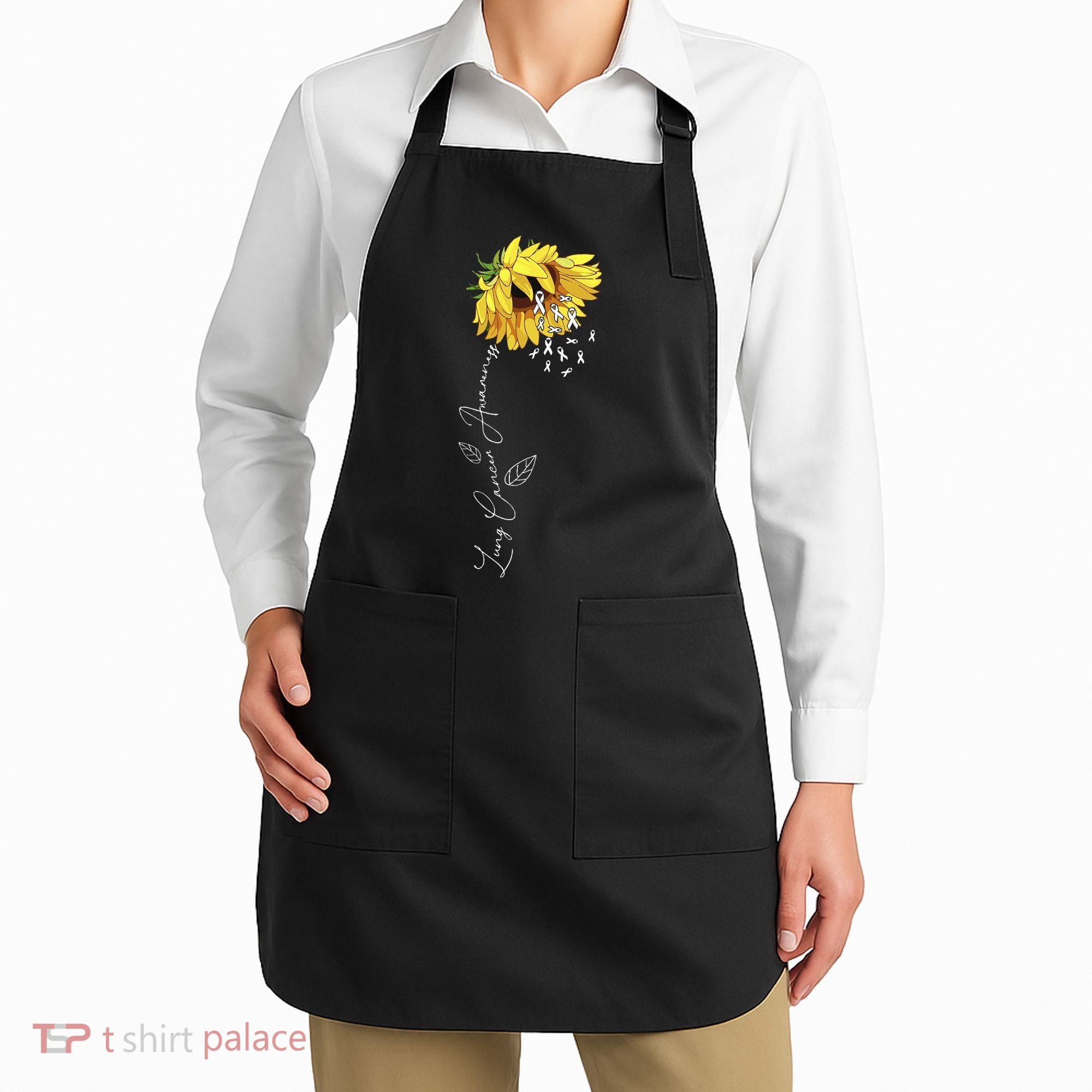 Lung Cancer Awareness Sunflower Apron
