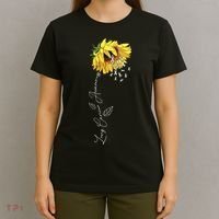 Lung Cancer Awareness Sunflower T-Shirt thumb 4